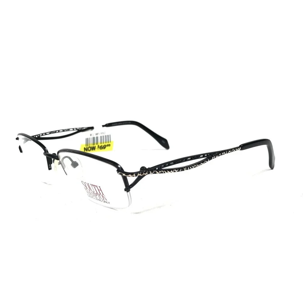 South Hampton SH6002 BK/G Eyeglasses Frames Black Gold Rectangular 51-17-145